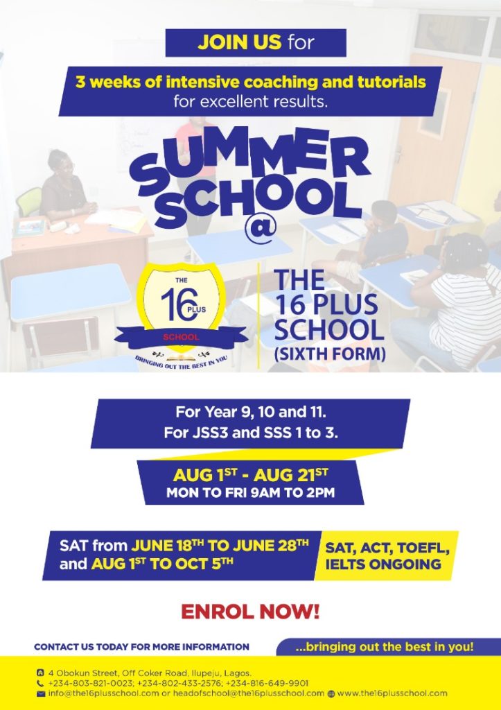 The 16 Plus School Summer 2019